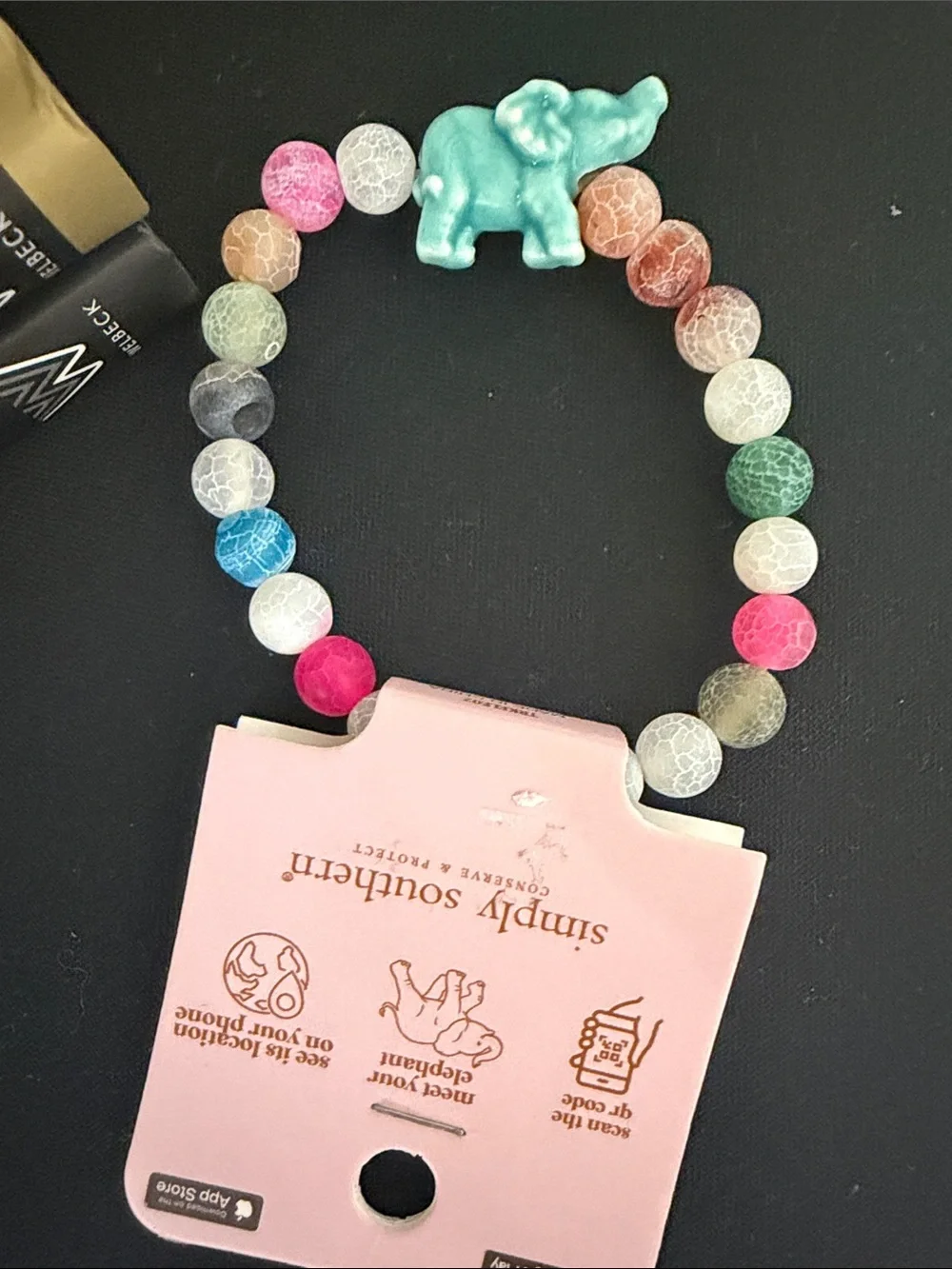 Simply Southern Pastel Bead Bracelet with Mint Elephant Charm